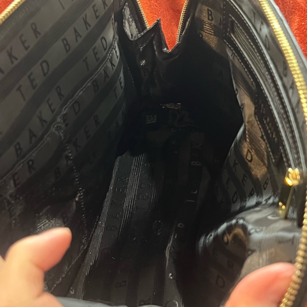 Ted Baker Black Satchel Bag Bowling Bag with Gold Accents - Picture 4 of 6